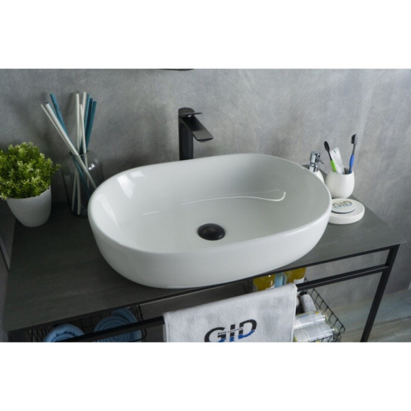 Раковина Gid Lago N9026a 51112, 60 см, фаянс, белая