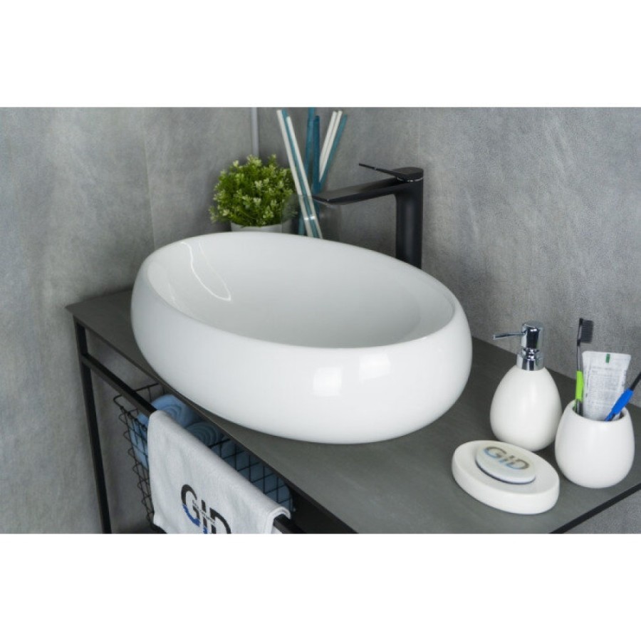 Раковина Gid Lago N9030a 51114, 60 см, фаянс, белая
