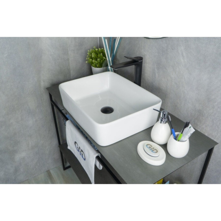 Раковина Gid Geometrico N9103 51120, 48 см, фаянс, белая