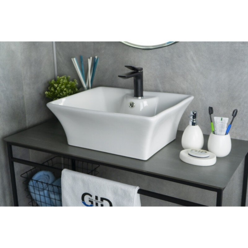 Раковина Gid Geometrico N9108 51121, 49 см, фаянс, белая