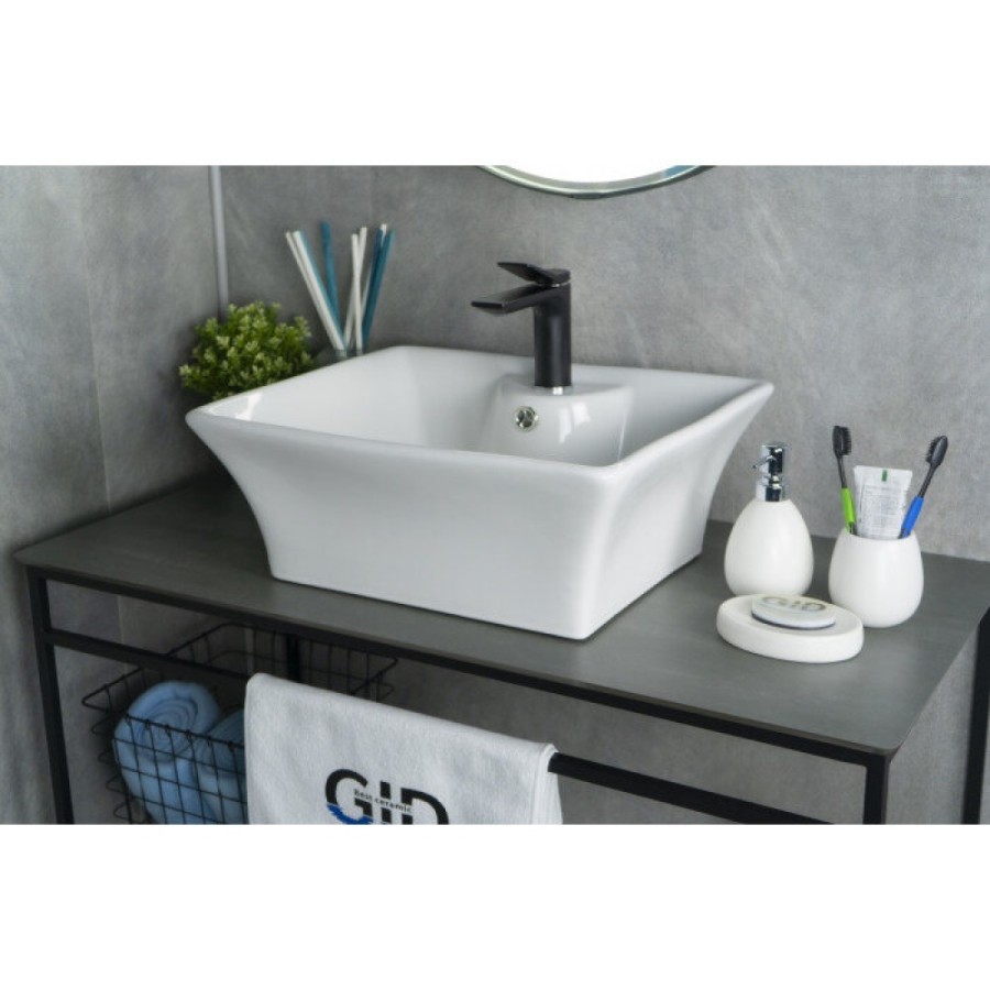 Раковина Gid Geometrico N9108 51121, 49 см, фаянс, белая
