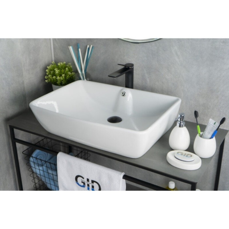 Раковина Gid Geometrico N9121 51123, 59 см, фаянс, белая