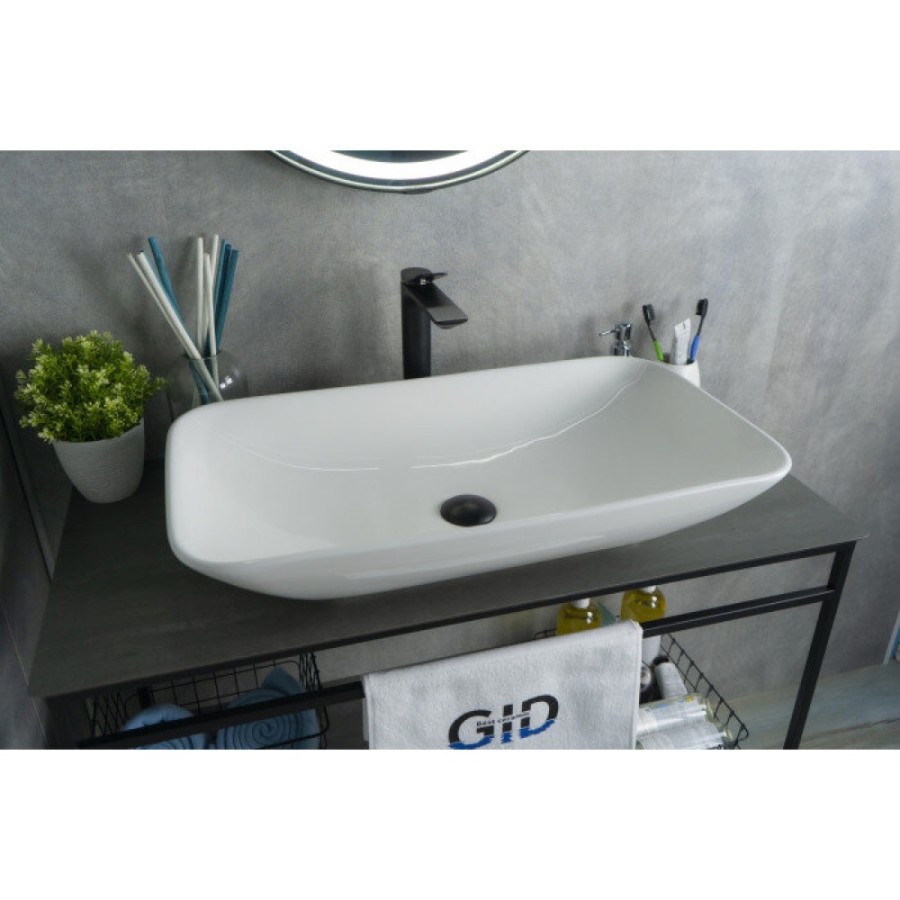 Раковина Gid Geometrico N9122 51124, 71 см, фаянс, белая