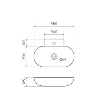 Раковина Gid Lago N9234 51133, 56 см, фаянс, белая