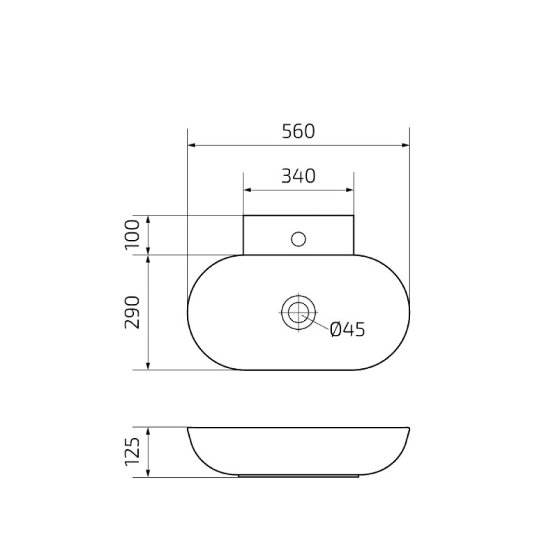 Раковина Gid Lago N9234 51133, 56 см, фаянс, белая