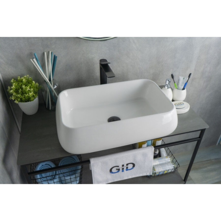 Раковина Gid Geometrico N9239 51134, 60 см, фаянс, белая