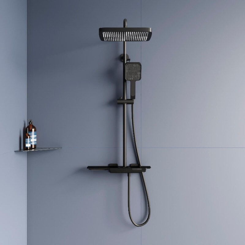 Душевая система RGW Shower Panels 51140134-04 SP-34B, термостатическая, цвет черный матовый