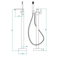 Смеситель для ванны и душа RGW Shower Panels 511405350-04 SP-350B, напольный, с душевым гарнитуром, черный матовый