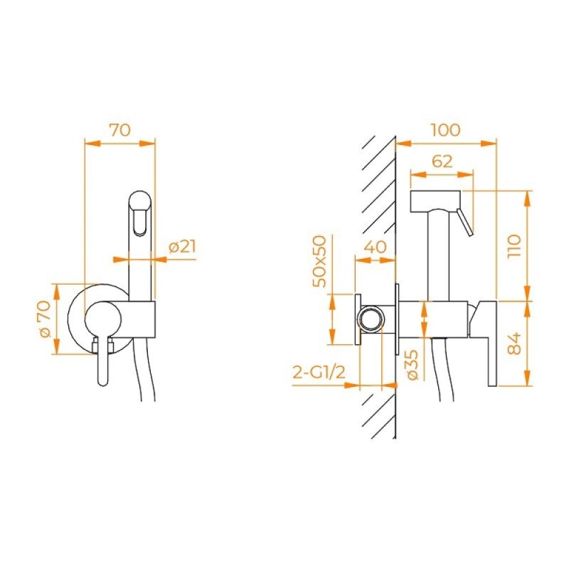 Гигиенический душ RGW Shower Panels SP-206B, 511408206-04, со смесителем, черный матовый