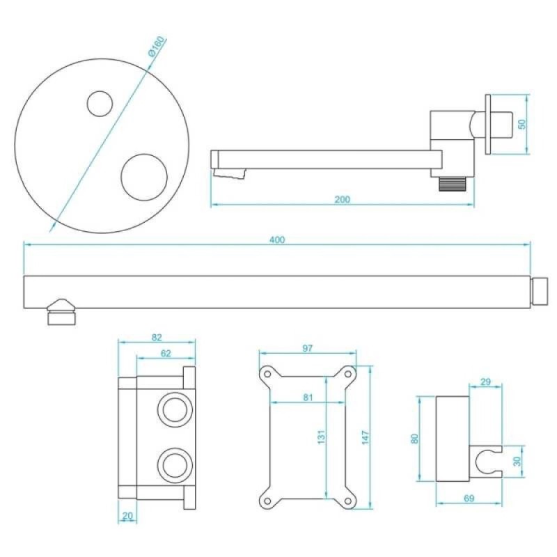 Душевая система RGW Shower Panels 51140855-06 SP-55G, скрытый монтаж, золото