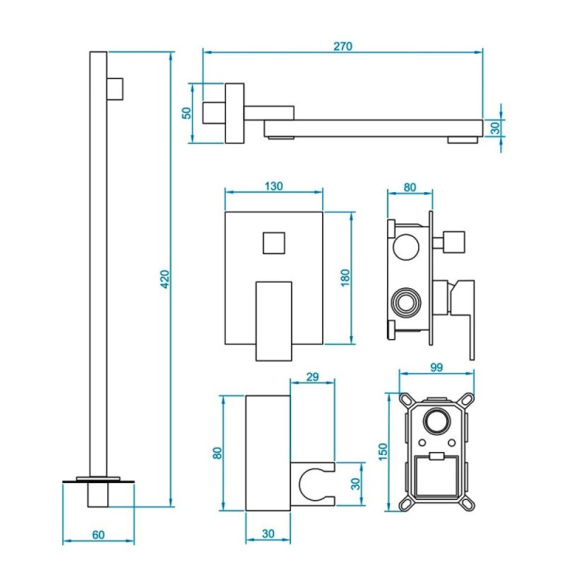 Душевая система RGW Shower Panels 51140856-04 SP-56B, скрытый монтаж, с изливом, черный матовый