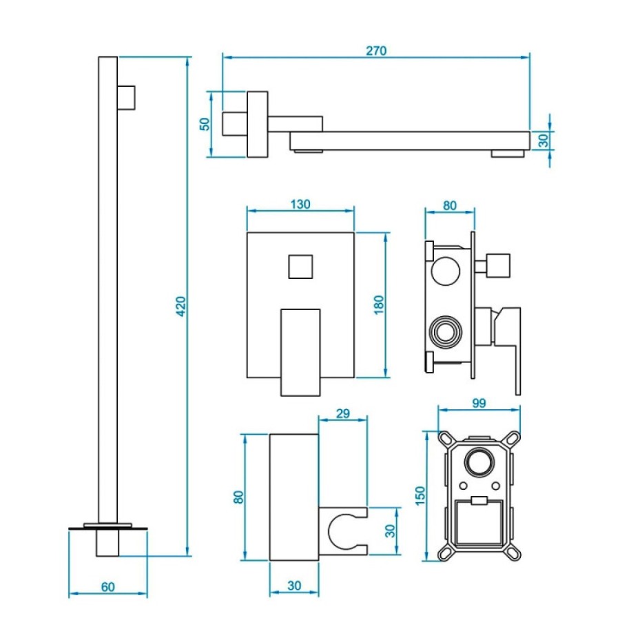 Душевая система RGW Shower Panels 51140856-04 SP-56B, скрытый монтаж, с изливом, черный матовый