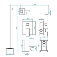 Душевая система RGW Shower Panels 51140856-06 SP-56G, скрытый монтаж, с изливом, золото