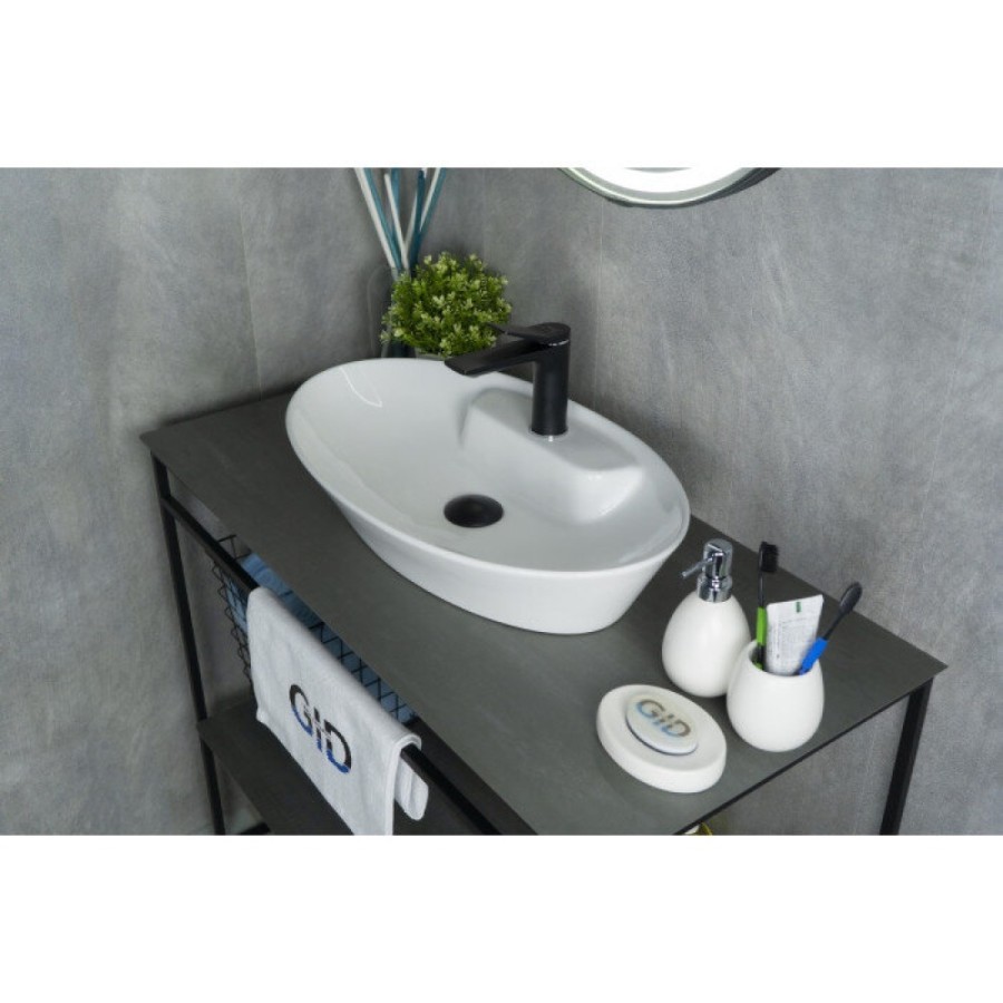 Раковина Gid Lago N9398 51142, 61 см, фаянс, белая