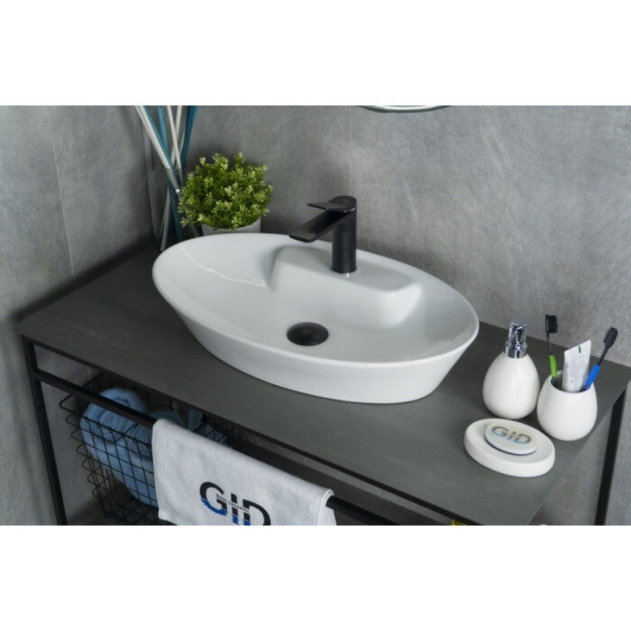 Раковина Gid Lago N9398 51142, 61 см, фаянс, белая