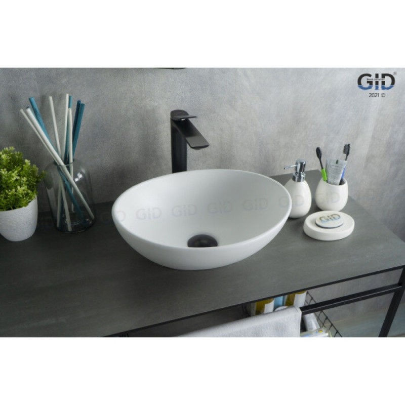 Раковина Gid Lago N900 51164, 41 см, фаянс, белая матовая