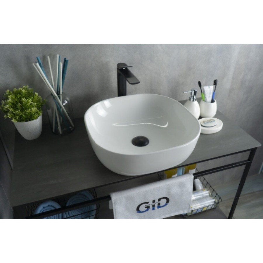 Раковина Gid Geometrico D1301 51180, 42 см, фаянс, белая