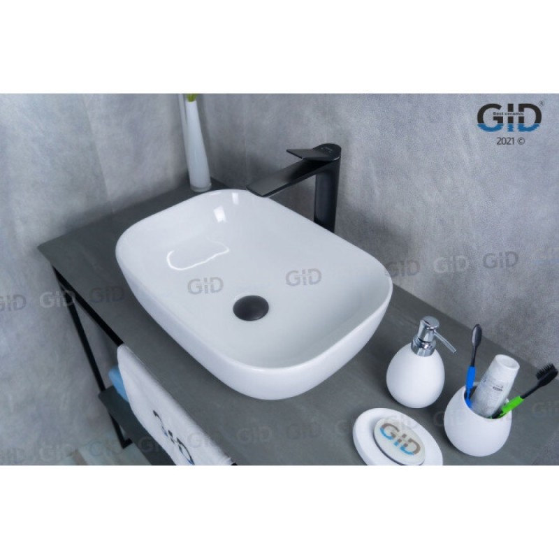 Раковина Gid Geometrico D1333 51183, 46 см, фаянс, белая