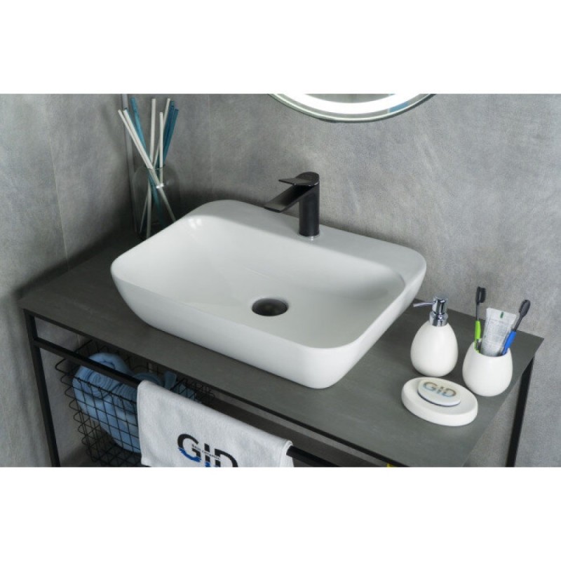 Раковина Gid Geometrico N9047 51184, 55 см, фаянс, белая