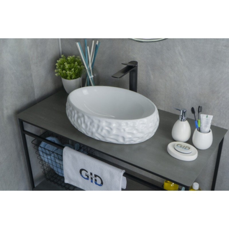 Раковина Gid Lago 9030wf 51187, 48 см, фаянс, белая
