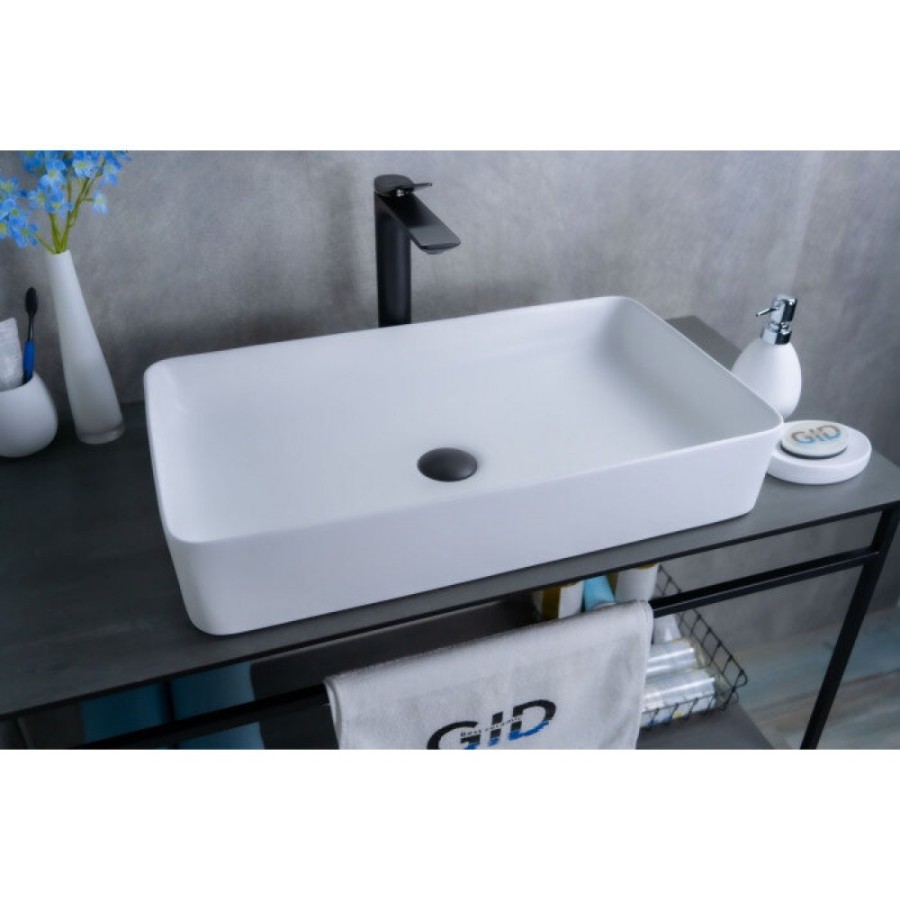 Раковина Gid Geometrico Wm9396 51189, 60 см, фаянс, белая матовая