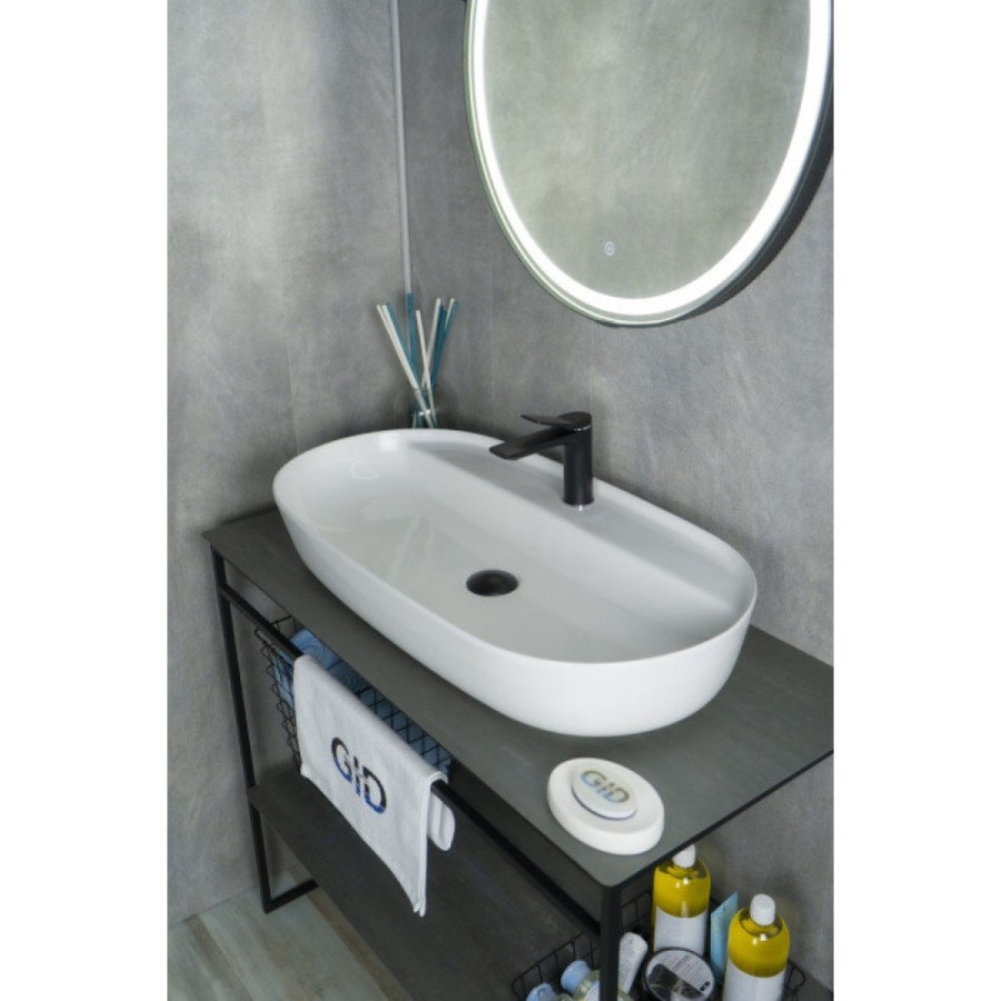 Раковина Gid Lago N9347 51190, 81 см, фаянс, белая