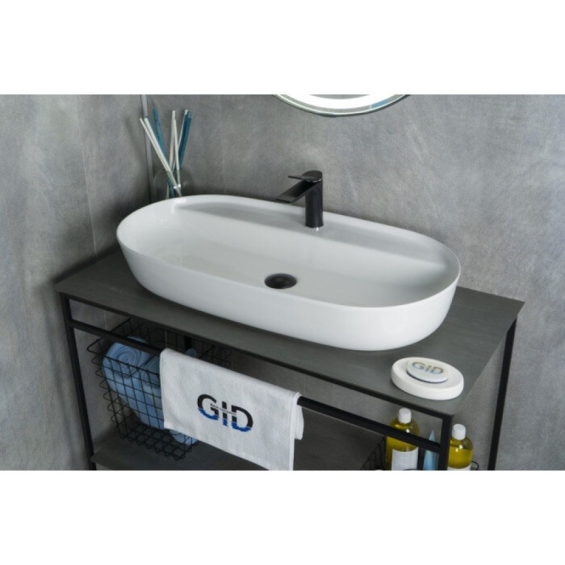 Раковина Gid Lago N9347 51190, 81 см, фаянс, белая