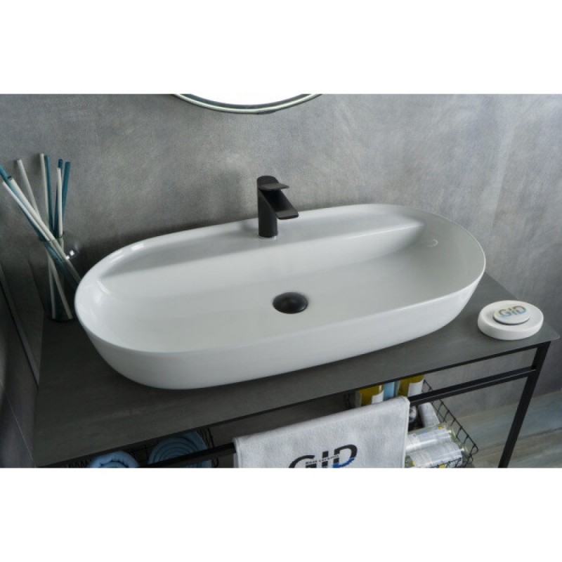 Раковина Gid Lago N9347 51190, 81 см, фаянс, белая