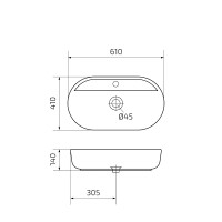 Раковина Gid Lago Wm1346 51192, 61 см, фаянс, белая матовая