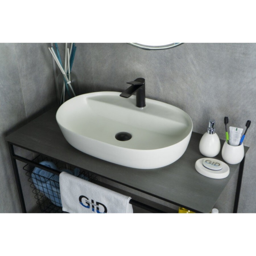 Раковина Gid Lago Wm1346 51192, 61 см, фаянс, белая матовая