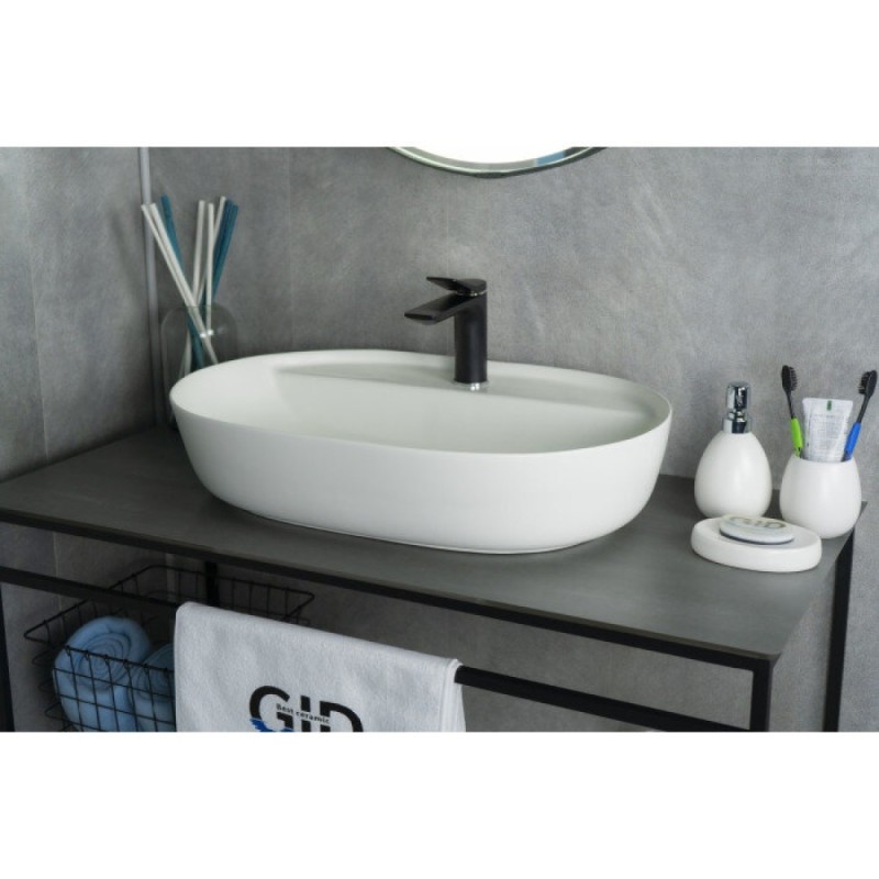 Раковина Gid Lago Wm1346 51192, 61 см, фаянс, белая матовая