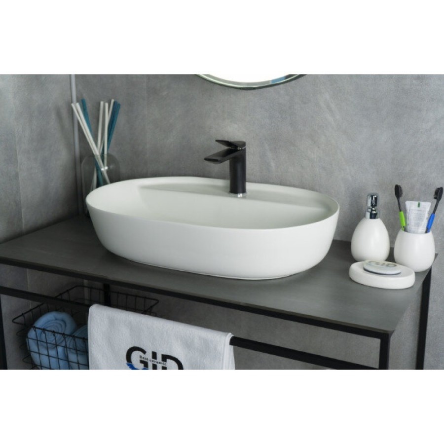 Раковина Gid Lago Wm1346 51192, 61 см, фаянс, белая матовая