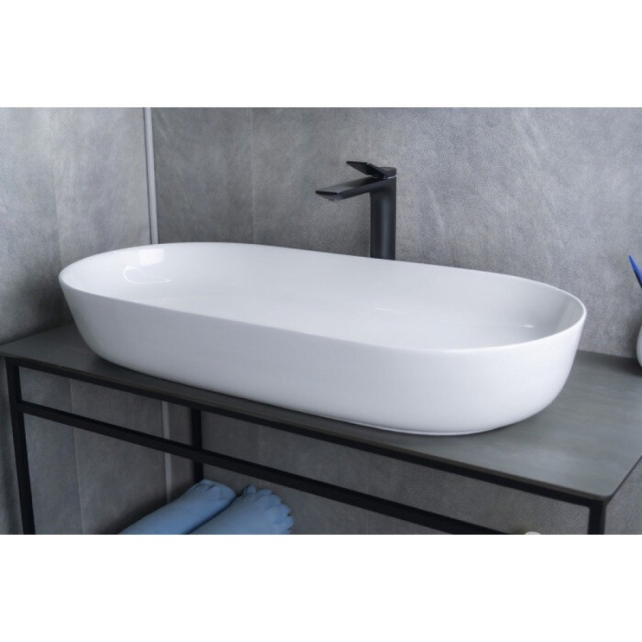 Раковина Gid Lago N9348 51200, 81 см, фаянс, белая