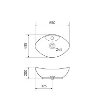 Раковина Gid Lago N9004, 51205, 65 см, фаянс, белая
