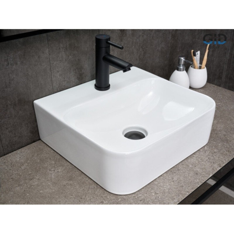 Раковина Gid Geometrico N9257, 51217, 43 см, фаянс, белая