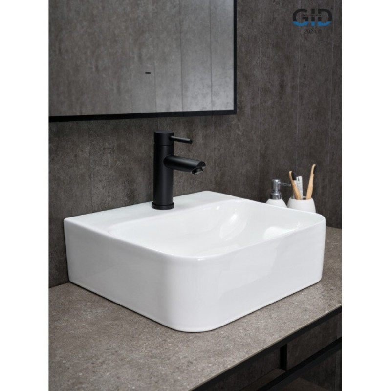 Раковина Gid Geometrico N9257, 51217, 43 см, фаянс, белая