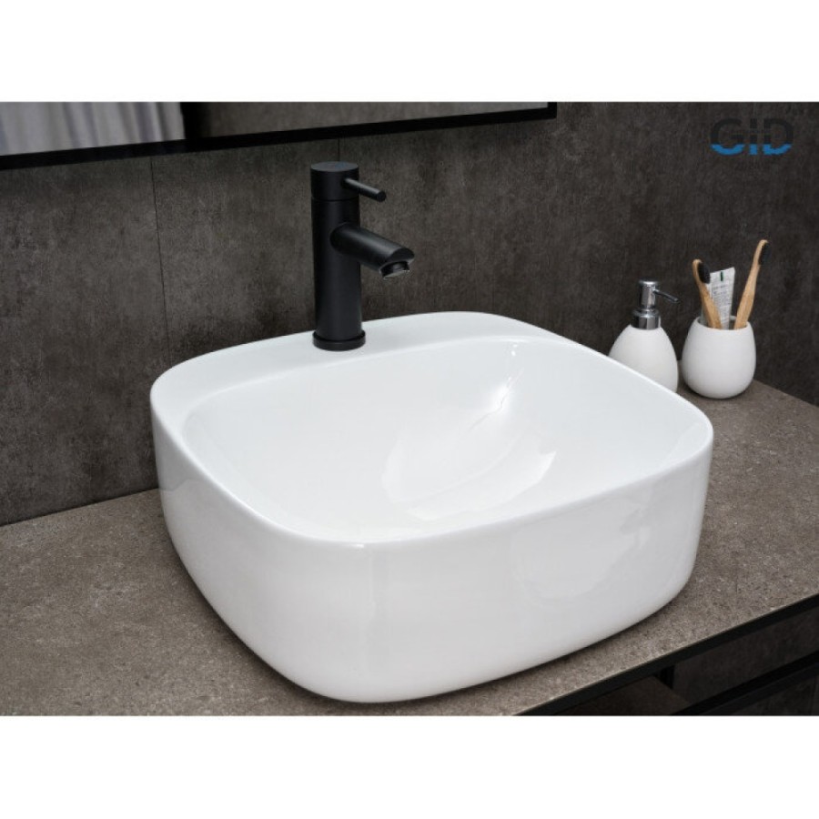 Раковина Gid Geometrico N9284 51219, 42 см, фаянс, белая