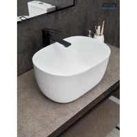 Раковина Gid Creativo N9302wg 51220, 45 см, фаянс, снаружи белая/графит, внутри белая матовая