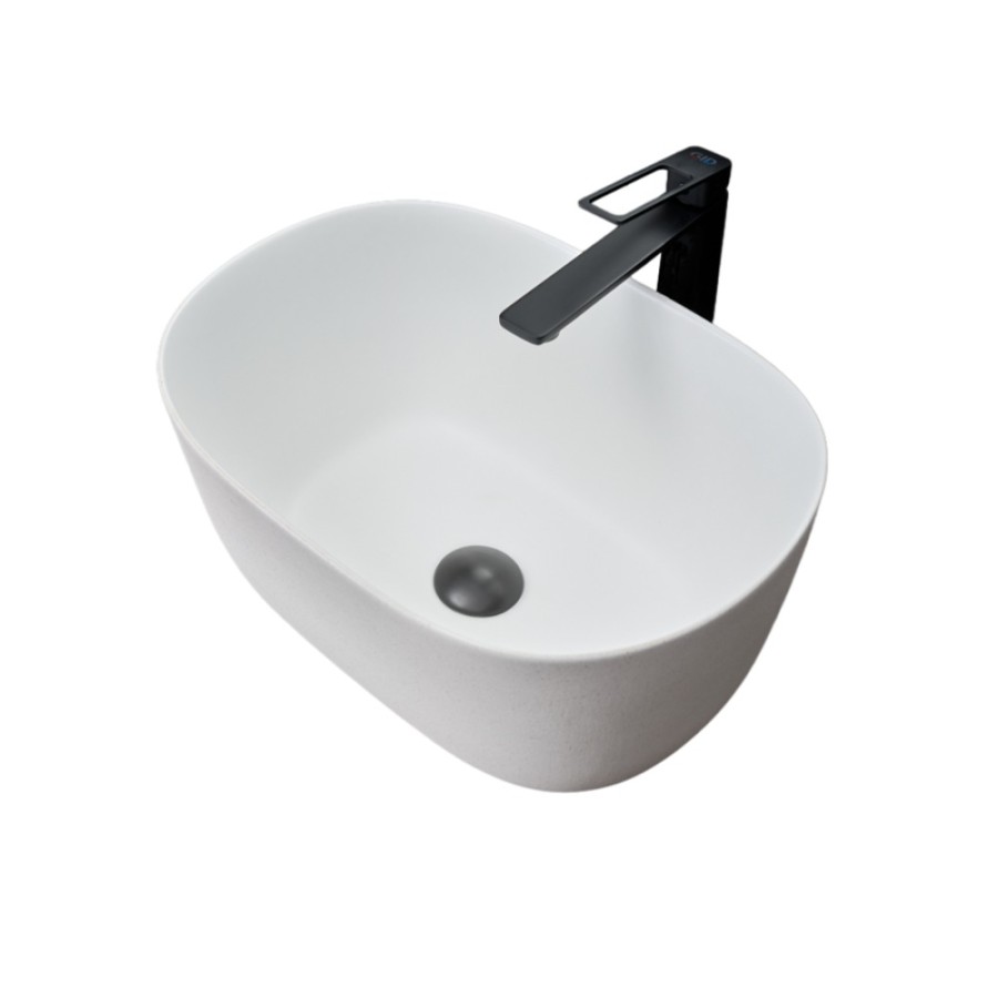 Раковина Gid Creativo N9302wg 51220, 45 см, фаянс, снаружи белая/графит, внутри белая матовая