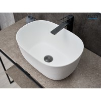 Раковина Gid Creativo N9302wg 51220, 45 см, фаянс, снаружи белая/графит, внутри белая матовая