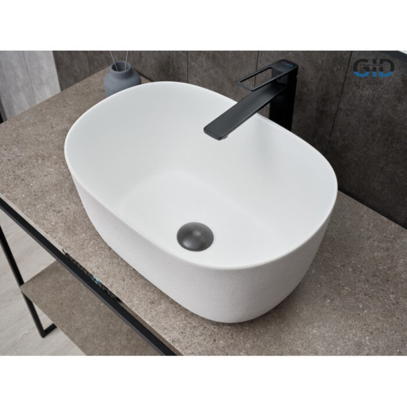 Раковина Gid Creativo N9302wg 51220, 45 см, фаянс, снаружи белая/графит, внутри белая матовая