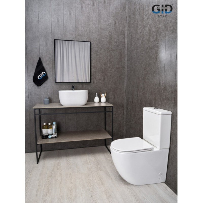 Раковина Gid Creativo N9302wg 51220, 45 см, фаянс, снаружи белая/графит, внутри белая матовая