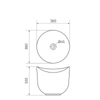 Раковина Gid Creativo N9303wg 51221, 36 см, фаянс, снаружи белая/графит, внутри белая матовая