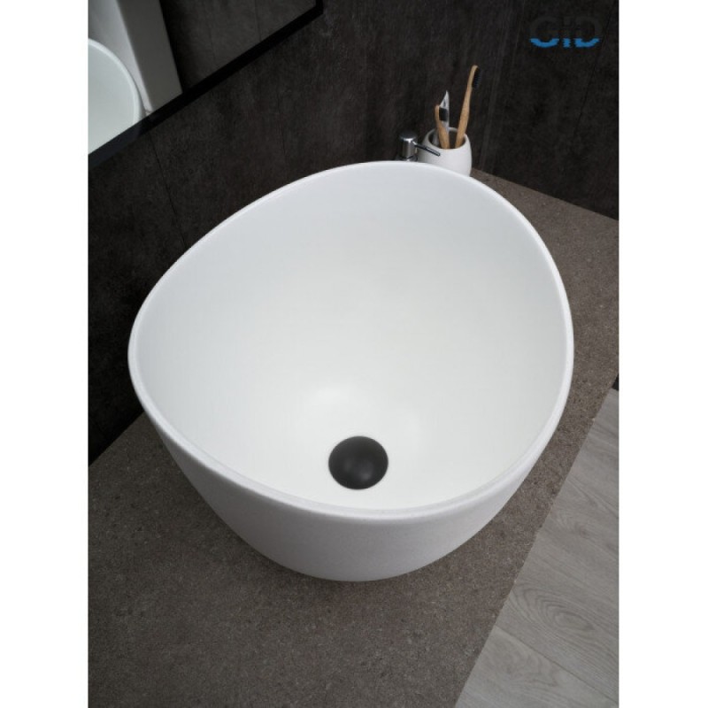 Раковина Gid Creativo N9303wg 51221, 36 см, фаянс, снаружи белая/графит, внутри белая матовая