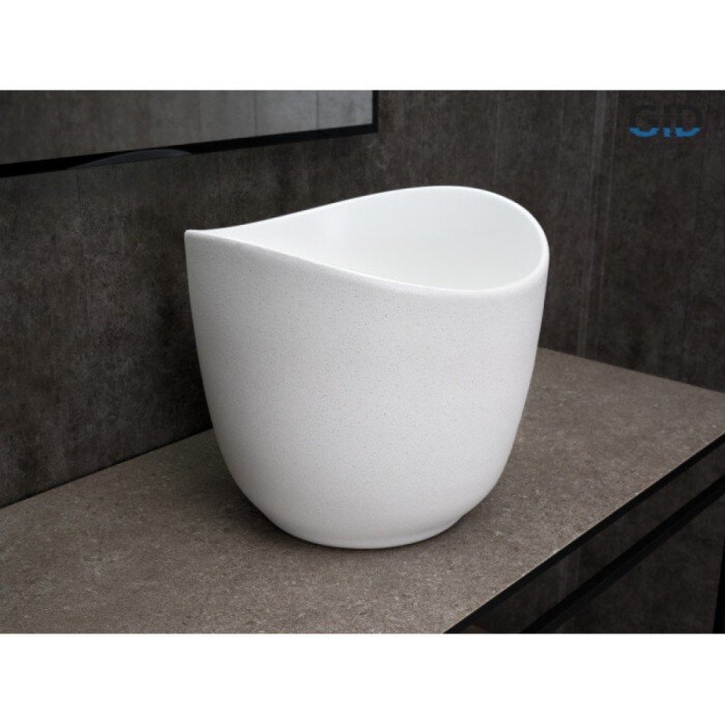Раковина Gid Creativo N9303wg 51221, 36 см, фаянс, снаружи белая/графит, внутри белая матовая