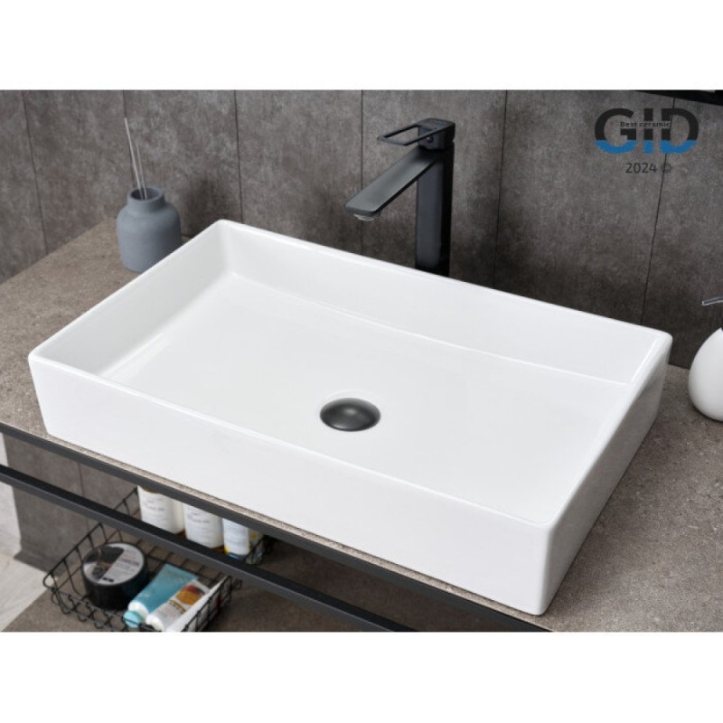 Раковина Gid Geometrico N9496 51228, 60 см, фаянс, белая