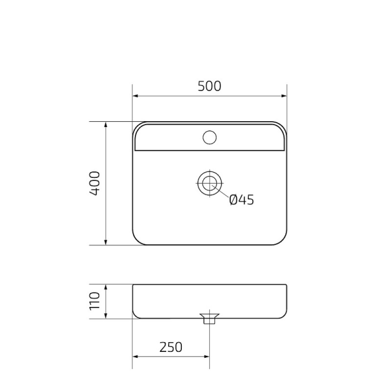 Раковина Gid Geometrico N9550 51229, 50 см, фаянс, белая