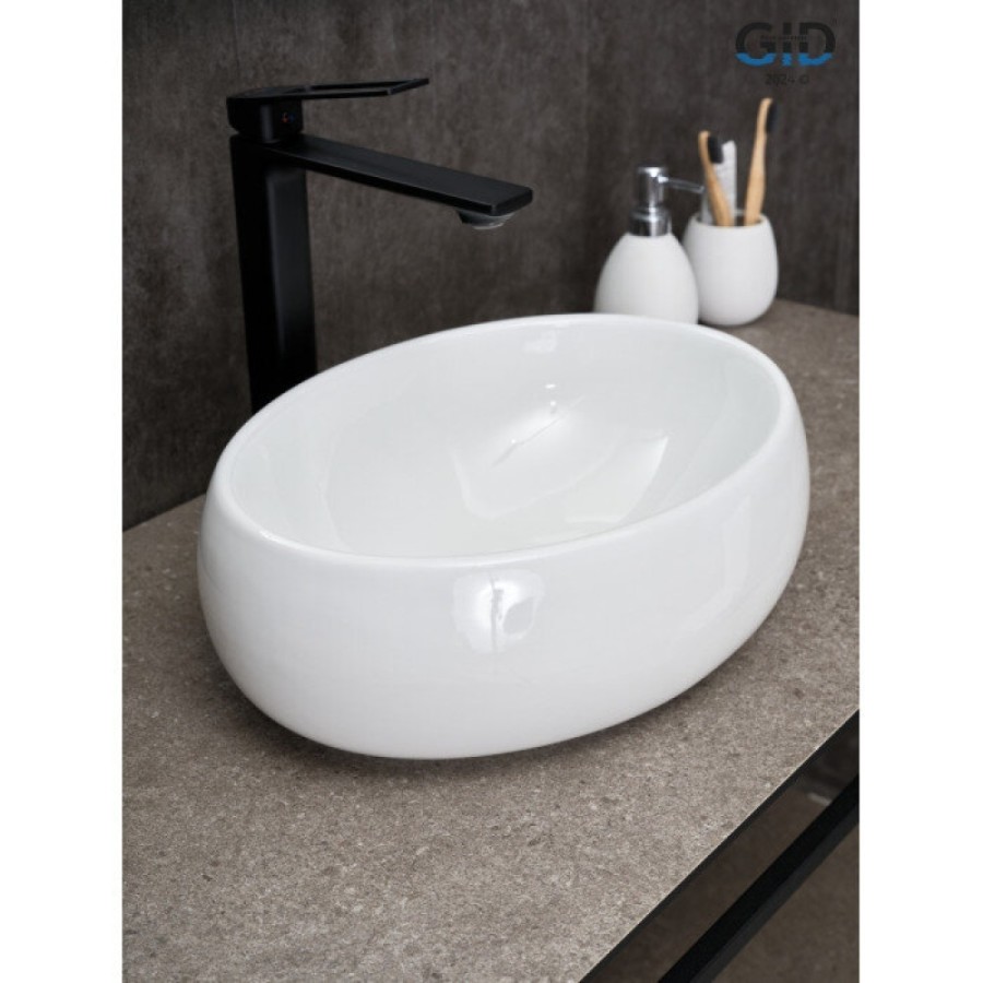 Раковина Gid Lago N9030ds 51235, 40 см, фаянс, белая