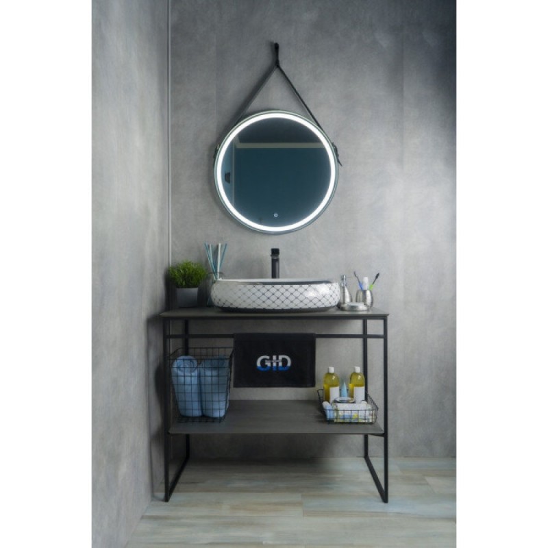 Раковина Gid Lago Nc262 52201, 60 см, фаянс, белая внутри, снаружи орнамент хром