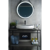 Раковина Gid Lago Nc262 52201, 60 см, фаянс, белая внутри, снаружи орнамент хром